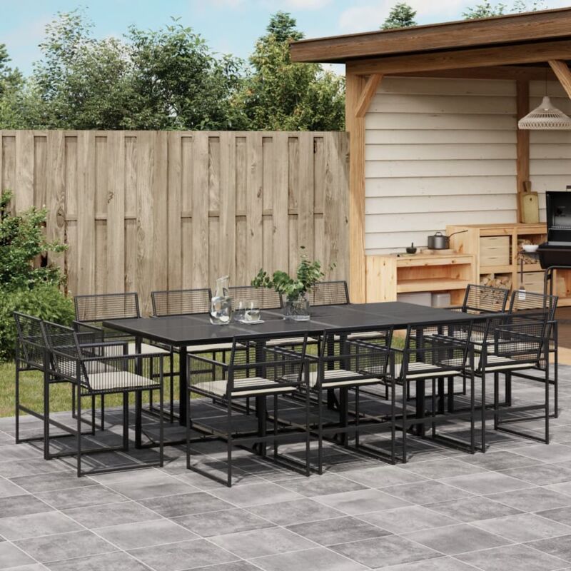 foto del prodotto set da pranzo da giardino 13pz con cuscini nero in polyrattan vidaxl