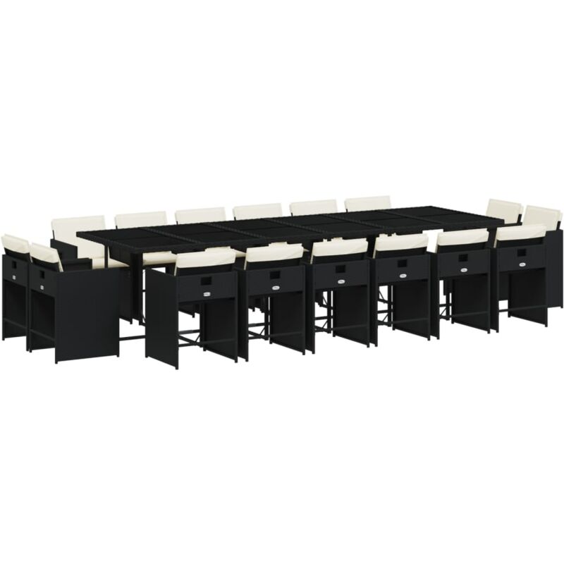 foto del prodotto set da pranzo da giardino 17 pz con cuscini nero in polyrattan vidaxl