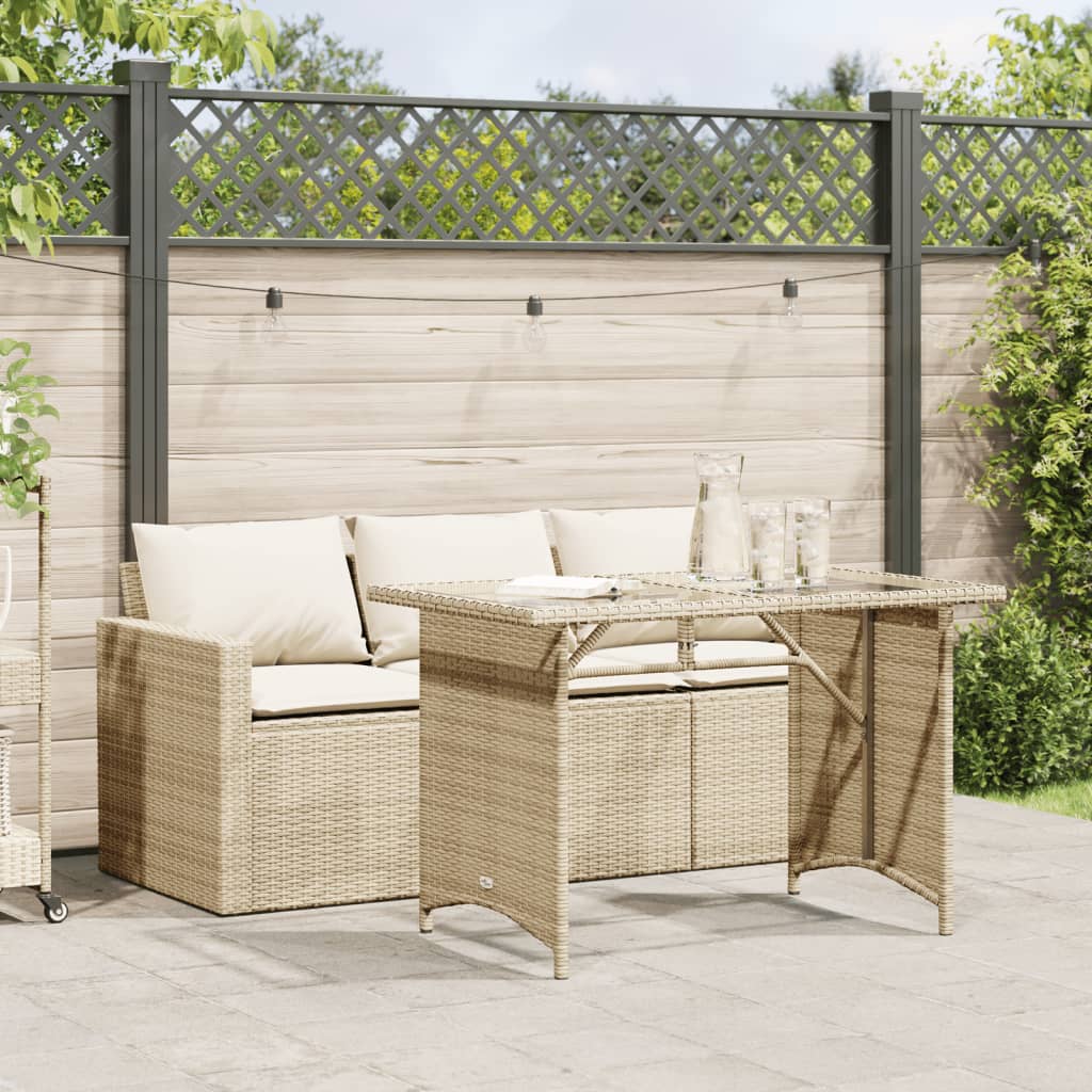 foto del prodotto set da pranzo da giardino 2 pz con cuscini beige in polyrattan