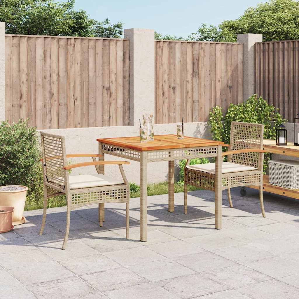foto del prodotto set da pranzo da giardino 3 pz con cuscini beige in polyrattan