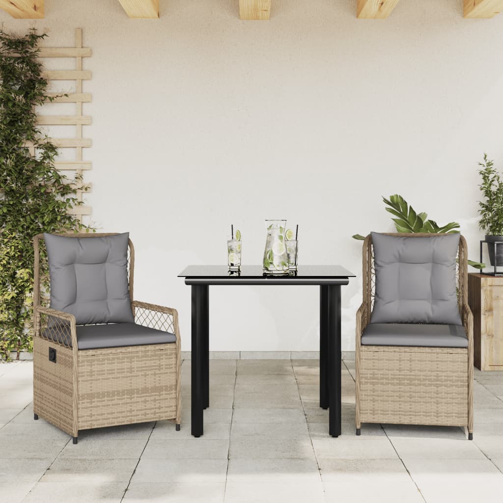 foto del prodotto set da pranzo da giardino 3 pz con cuscini beige in polyrattancod mxl 93205