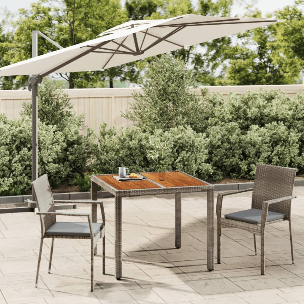 foto del prodotto set da pranzo da giardino 3 pz con cuscini in polyrattan grigio