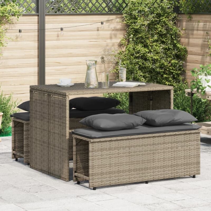 immagine 0 del prodotto set da pranzo da giardino 3 pz con cuscini in polyrattan grigio vidaxl