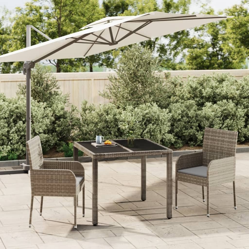 foto del prodotto set da pranzo da giardino 3 pz con cuscini in polyrattan grigiocod mxl 124337