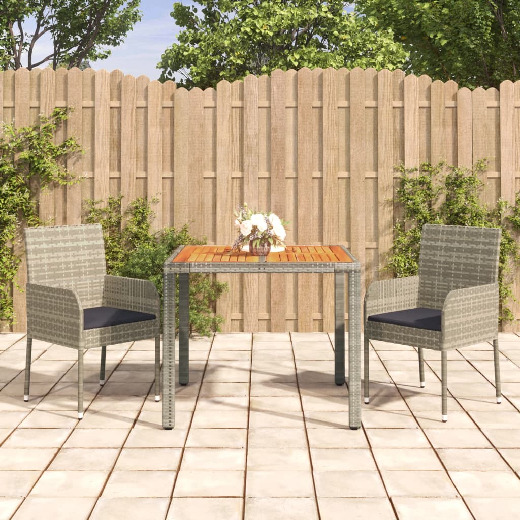 foto del prodotto set da pranzo da giardino 3 pz con cuscini in polyrattan grigiocod mxl 76442