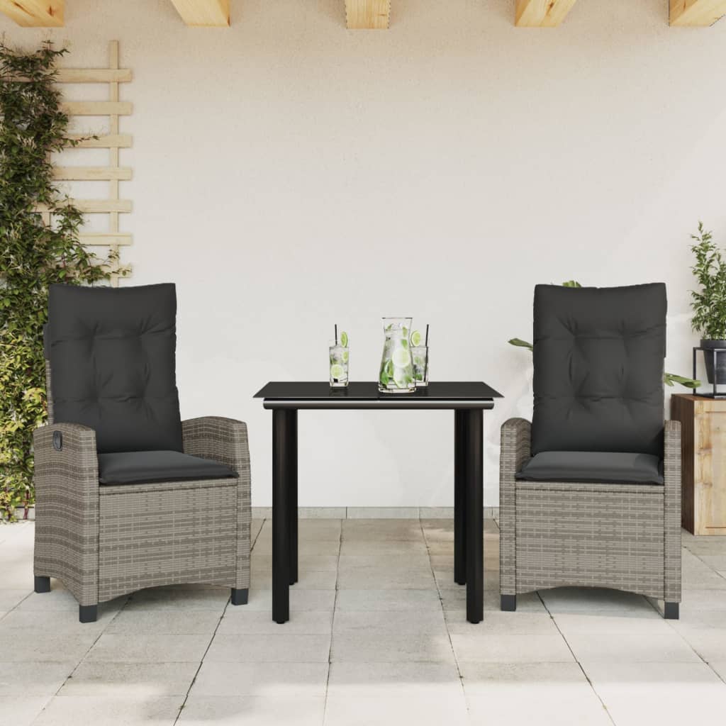 foto del prodotto set da pranzo da giardino 3 pz con cuscini in polyrattan grigiocod mxl 87015