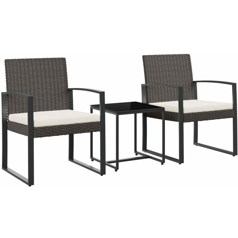 foto del prodotto set da pranzo da giardino 3 pz con cuscini in pp rattan marrone vidaxl