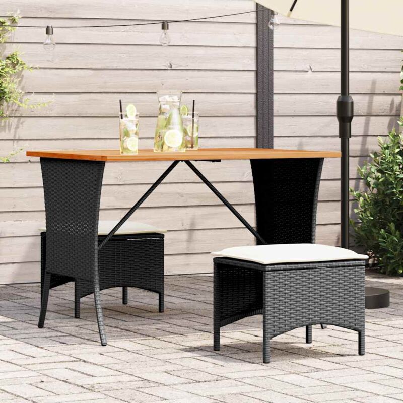 immagine 0 del prodotto set da pranzo da giardino 3 pz con cuscini nero in polyrattan vidaxl