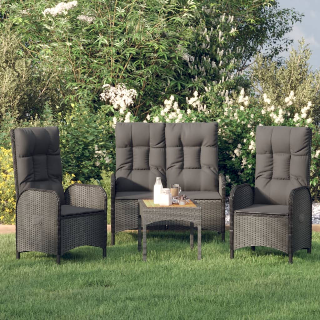 foto del prodotto set da pranzo da giardino 3 pz con cuscini nero in polyrattancod mxl 124381