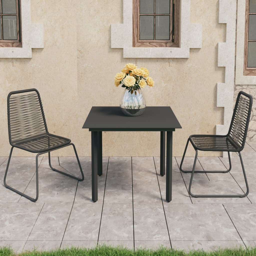 foto del prodotto set da pranzo da giardino 3 pz in rattan pvc nero cod mxl 34902