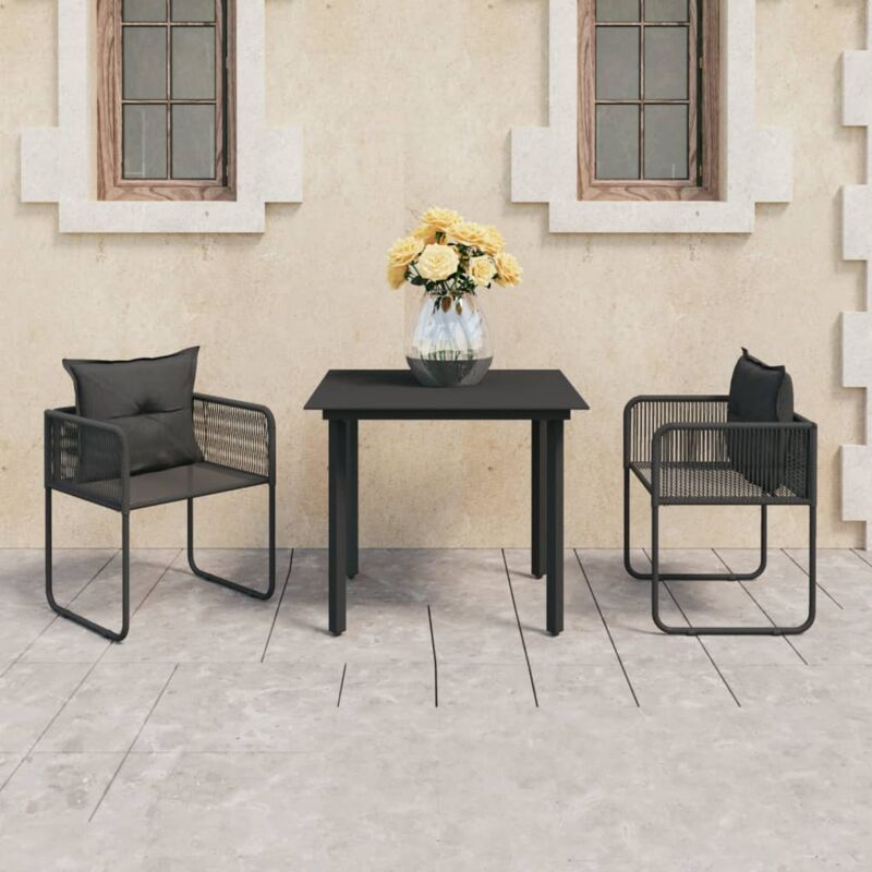 foto del prodotto set da pranzo da giardino 3 pz in rattan pvc nero vidaxl 331132