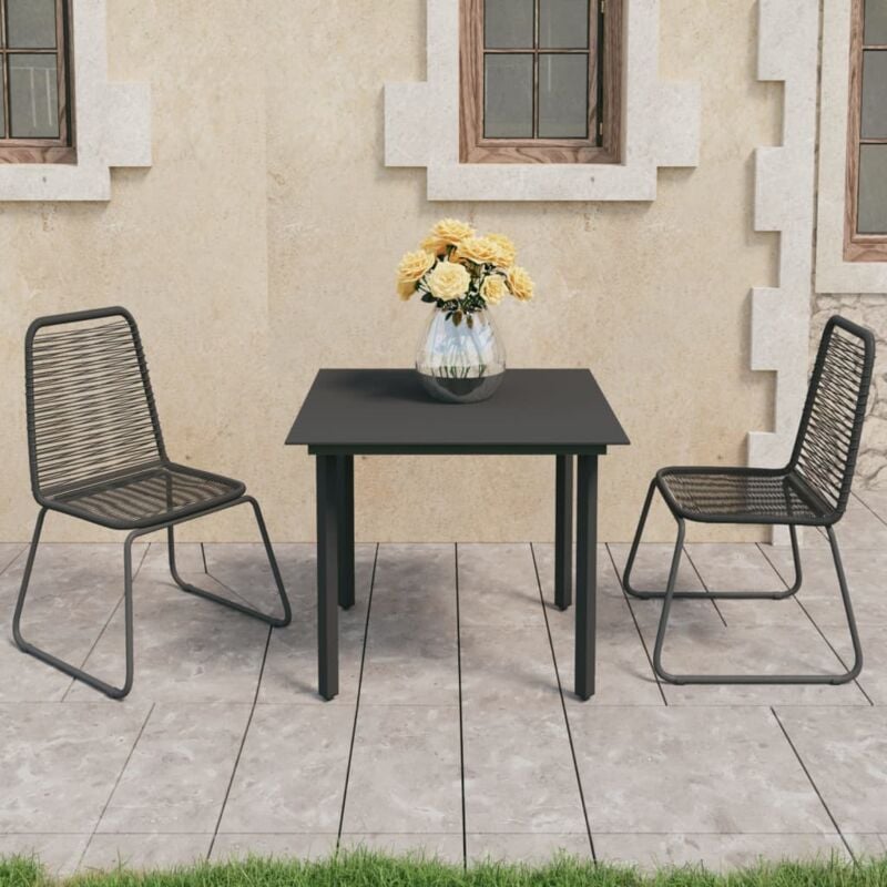 foto del prodotto set da pranzo da giardino 3 pz in rattan pvc nero vidaxl 903867