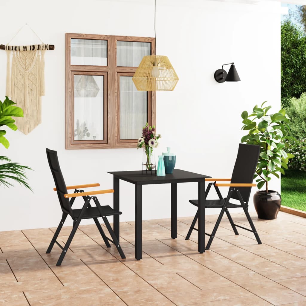 foto del prodotto set da pranzo da giardino 3 pz nero e marrone cod mxl 40534