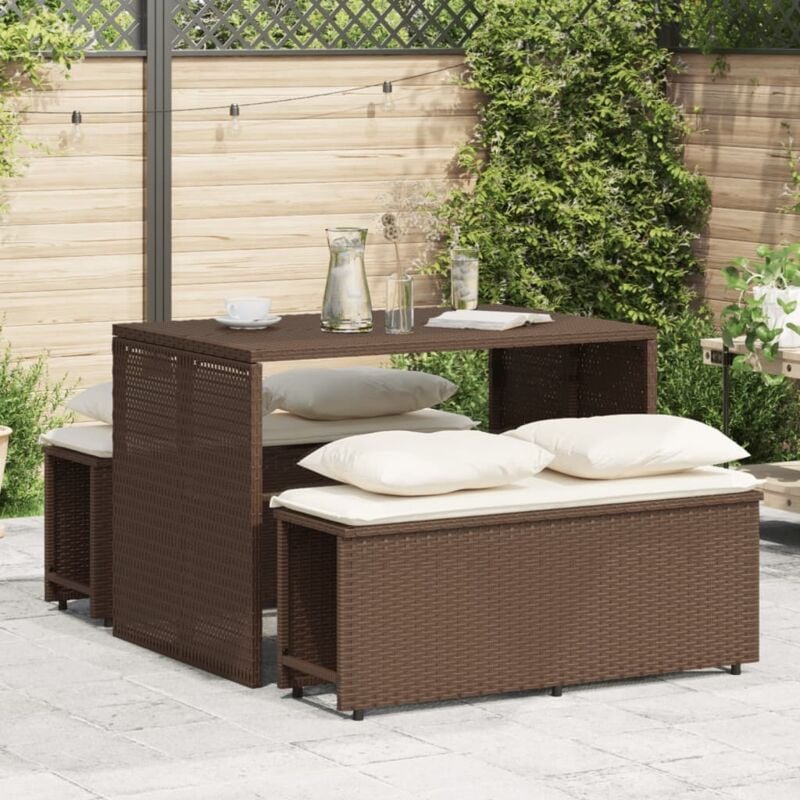 foto del prodotto set da pranzo da giardino 3pz con cuscini in polyrattan marrone vidaxl