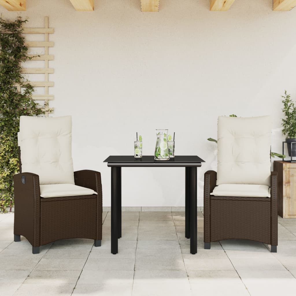 foto del prodotto set da pranzo da giardino 3pz con cuscini in polyrattan marronecod mxl 111036