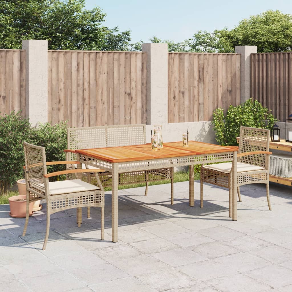 foto del prodotto set da pranzo da giardino 4 pz con cuscini beige in polyrattan