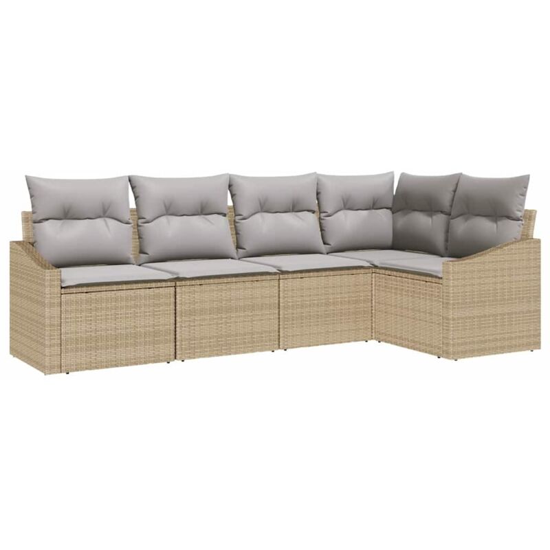 foto del prodotto set da pranzo da giardino 5 pezzi con cuscini beige in polirattan vidaxl