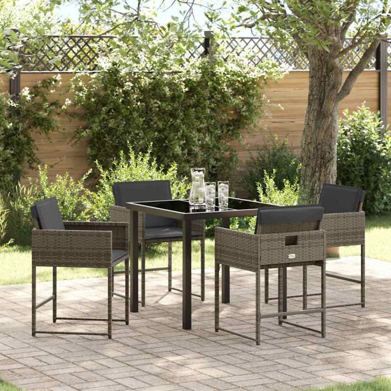 foto del prodotto set da pranzo da giardino 5 pezzi con cuscini grigio rattan polimerico vidaxl
