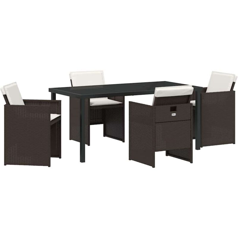 foto del prodotto set da pranzo da giardino 5 pezzi con cuscini in polyrattan marrone vidaxl