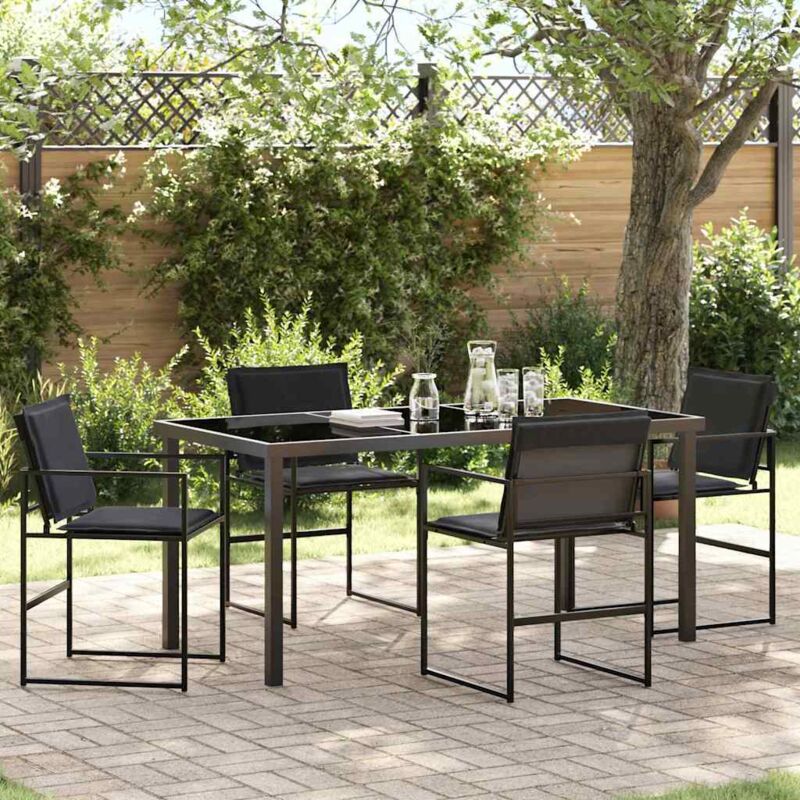 foto del prodotto set da pranzo da giardino 5 pezzi con cuscini nero textilene e acciaio vidaxl