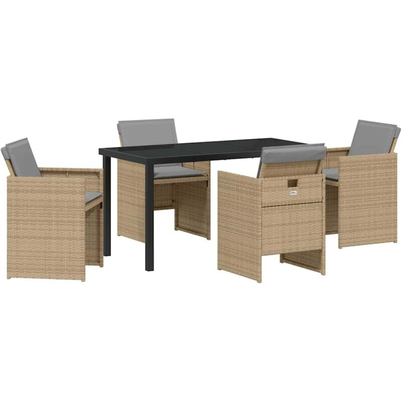 foto del prodotto set da pranzo da giardino 5 pezzi con cuscini polyrattan beige vidaxl