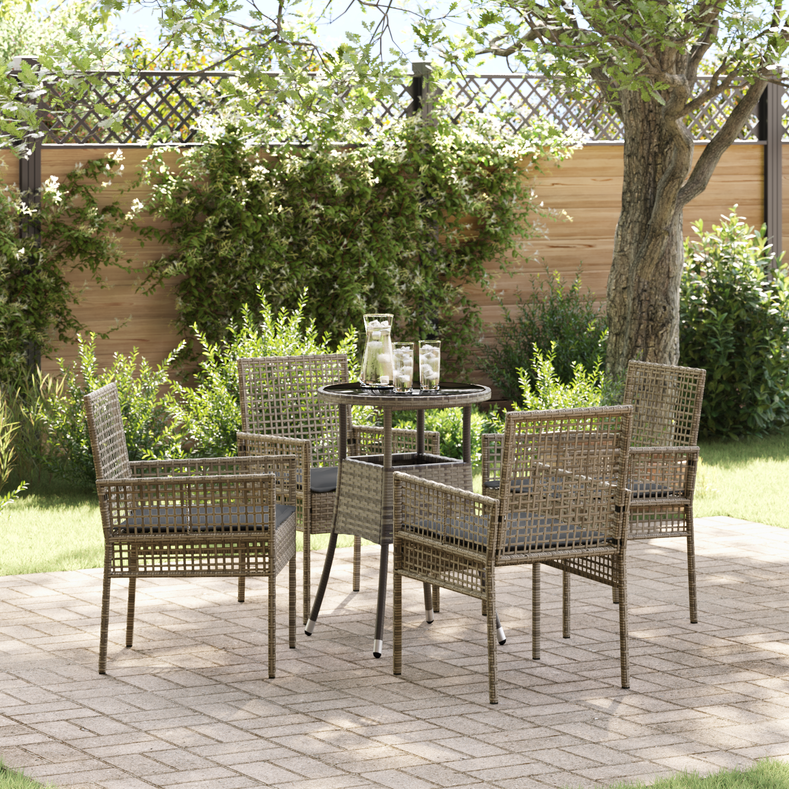 foto del prodotto set da pranzo da giardino 5 pezzi grigio polyrattan