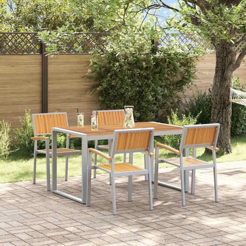 foto del prodotto set da pranzo da giardino 5 pezzi in legno massiccio di acacia e metallo vidaxl