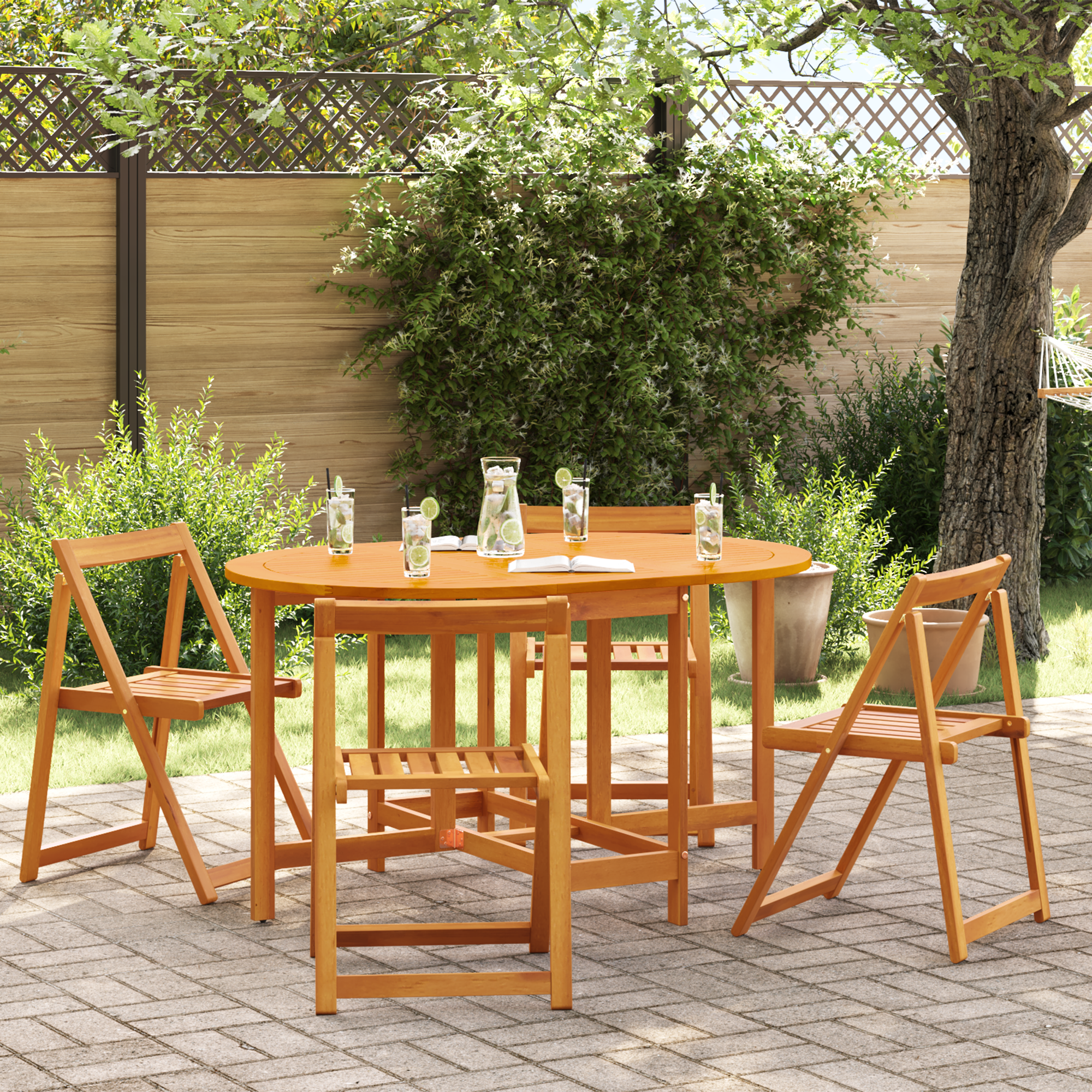 foto del prodotto set da pranzo da giardino 5 pezzi legno massello di acacia pieghevole