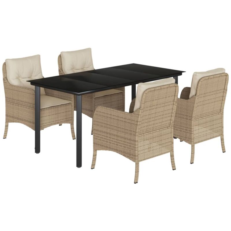 foto del prodotto set da pranzo da giardino 5 pz con cuscini beige in polyrattan vidaxl