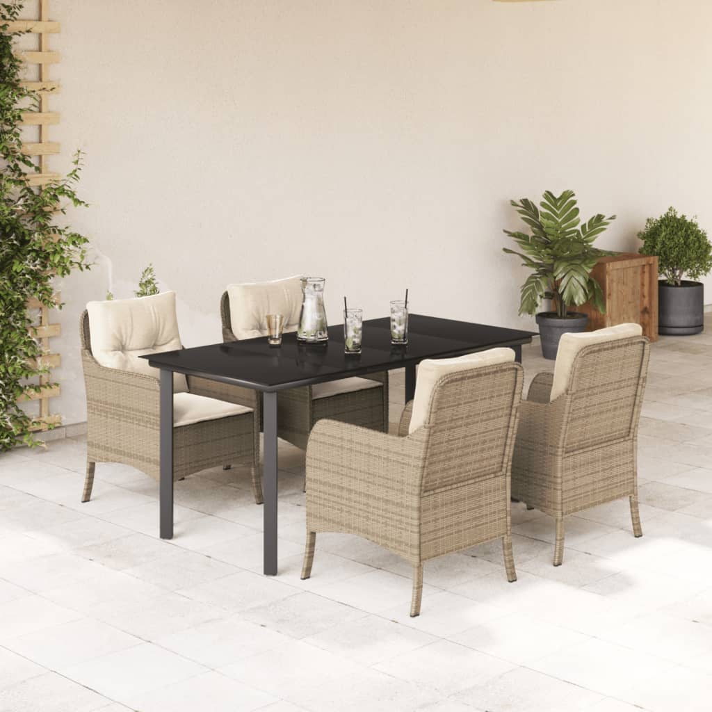 foto del prodotto set da pranzo da giardino 5 pz con cuscini beige in polyrattancod mxl 113588