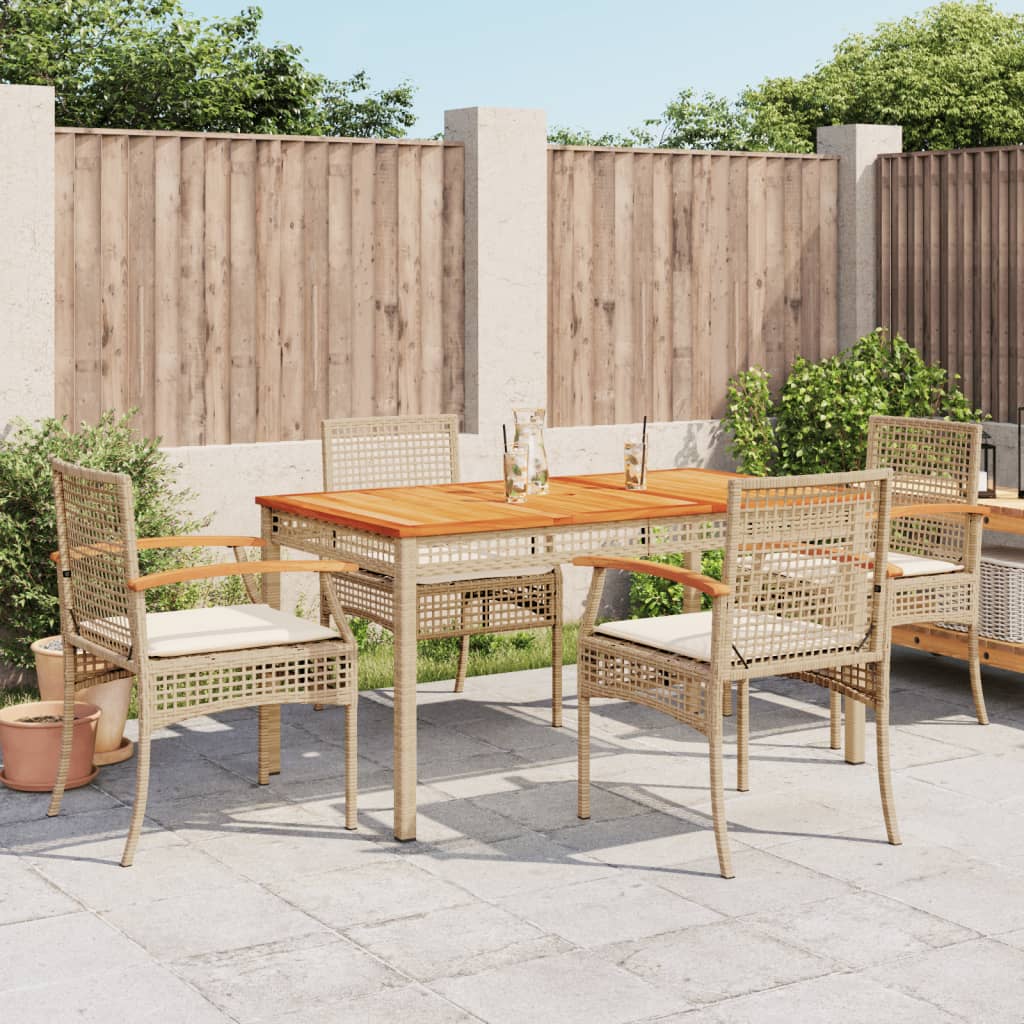 foto del prodotto set da pranzo da giardino 5 pz con cuscini beige in polyrattancod mxl 114826