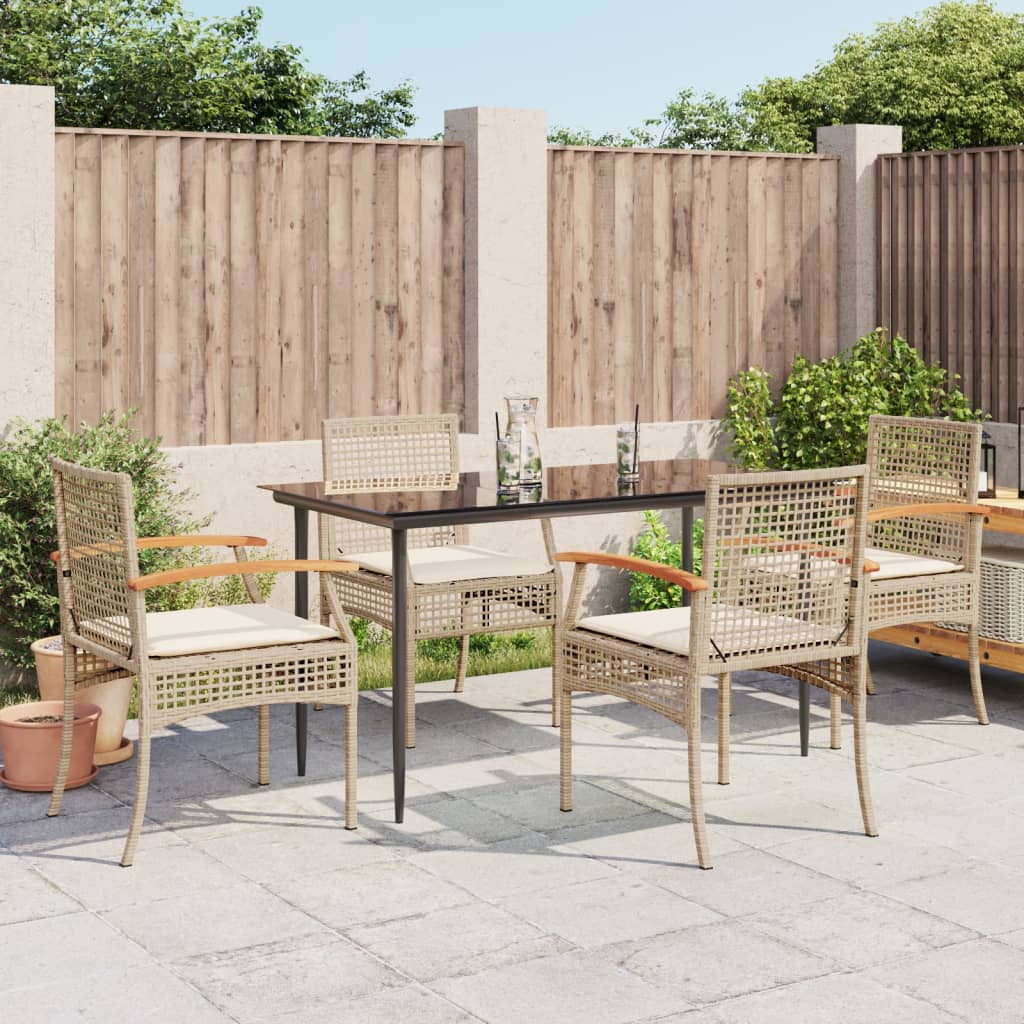 foto del prodotto set da pranzo da giardino 5 pz con cuscini beige in polyrattancod mxl 90557