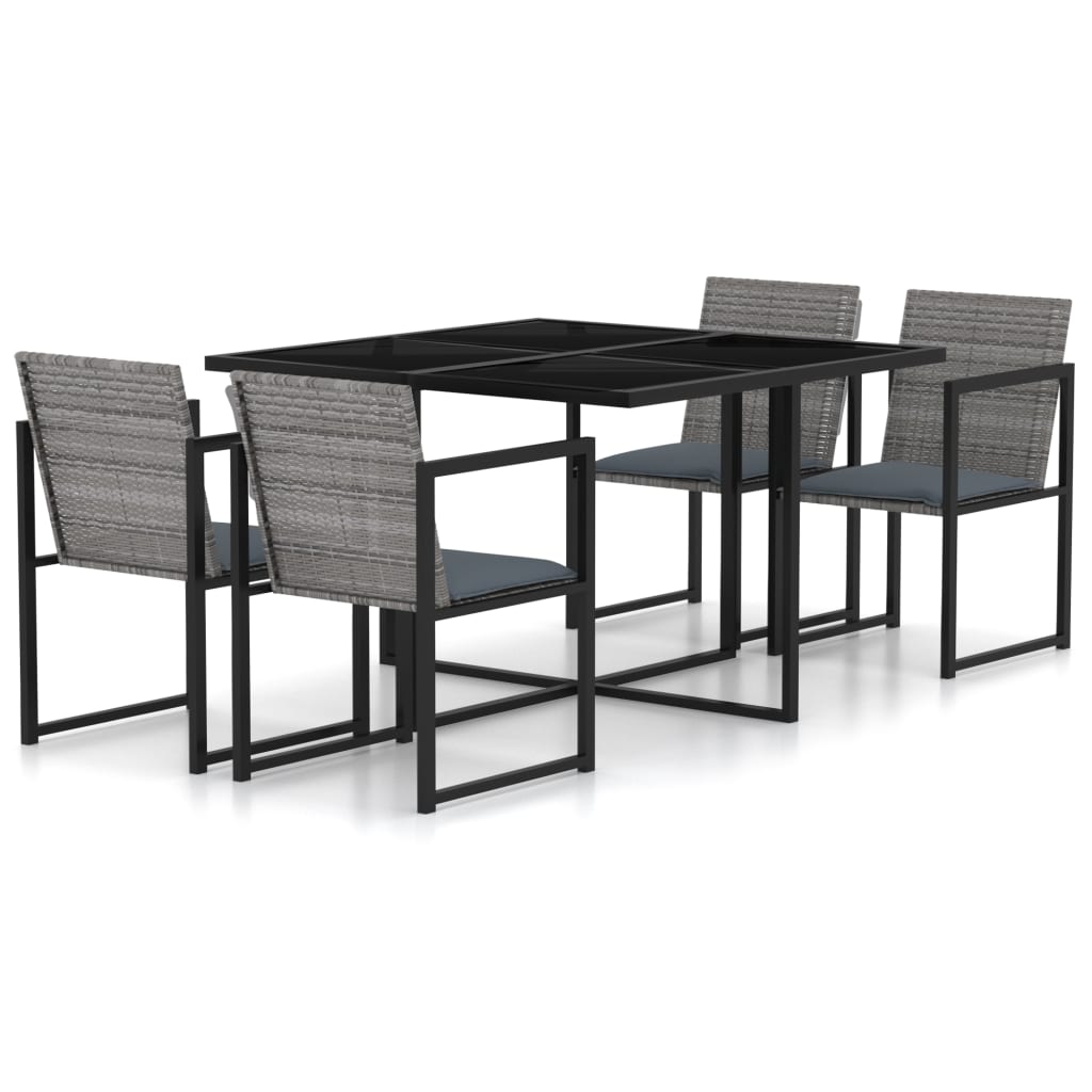 foto del prodotto set da pranzo da giardino 5 pz con cuscini in polyrattan grigio cod mxl 37774