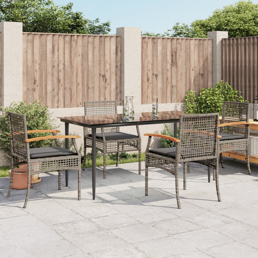 foto del prodotto set da pranzo da giardino 5 pz con cuscini in polyrattan grigiocod mxl 89384