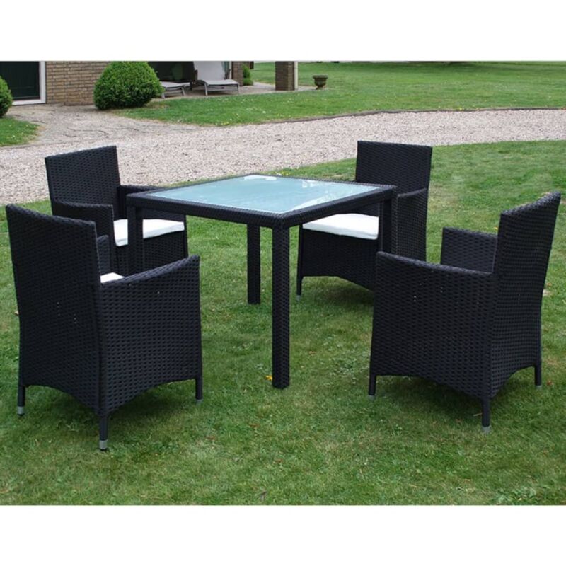 immagine 0 del prodotto set da pranzo da giardino 5 pz con cuscini in polyrattan nero vidaxl