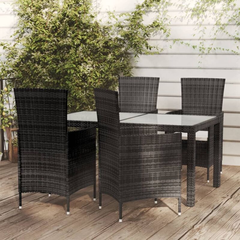 foto del prodotto set da pranzo da giardino 5 pz con cuscini in polyrattan nero vidaxl
