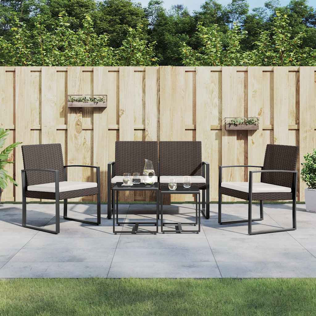 foto del prodotto set da pranzo da giardino 5 pz con cuscini in pp rattan marronecod mxl 95652