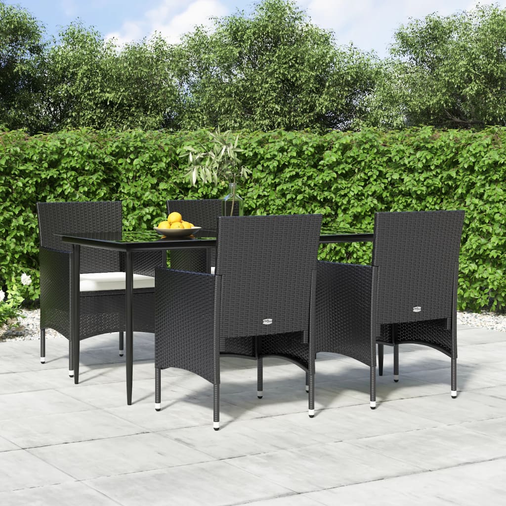 foto del prodotto set da pranzo da giardino 5 pz con cuscini nero cod mxl 40048