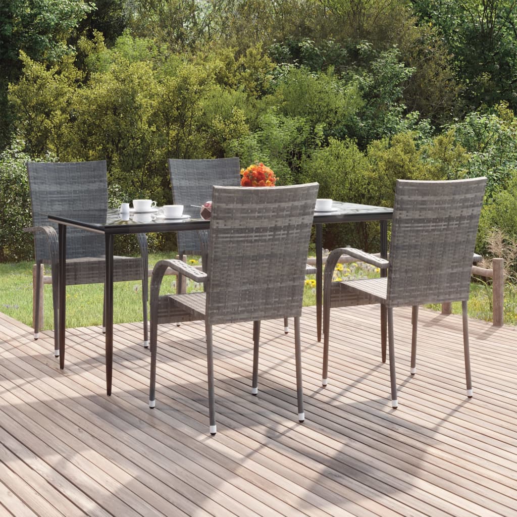 foto del prodotto set da pranzo da giardino 5 pz grigio in polyrattan