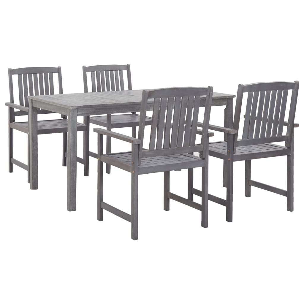 foto del prodotto set da pranzo da giardino 5 pz grigio legno massello di acacia