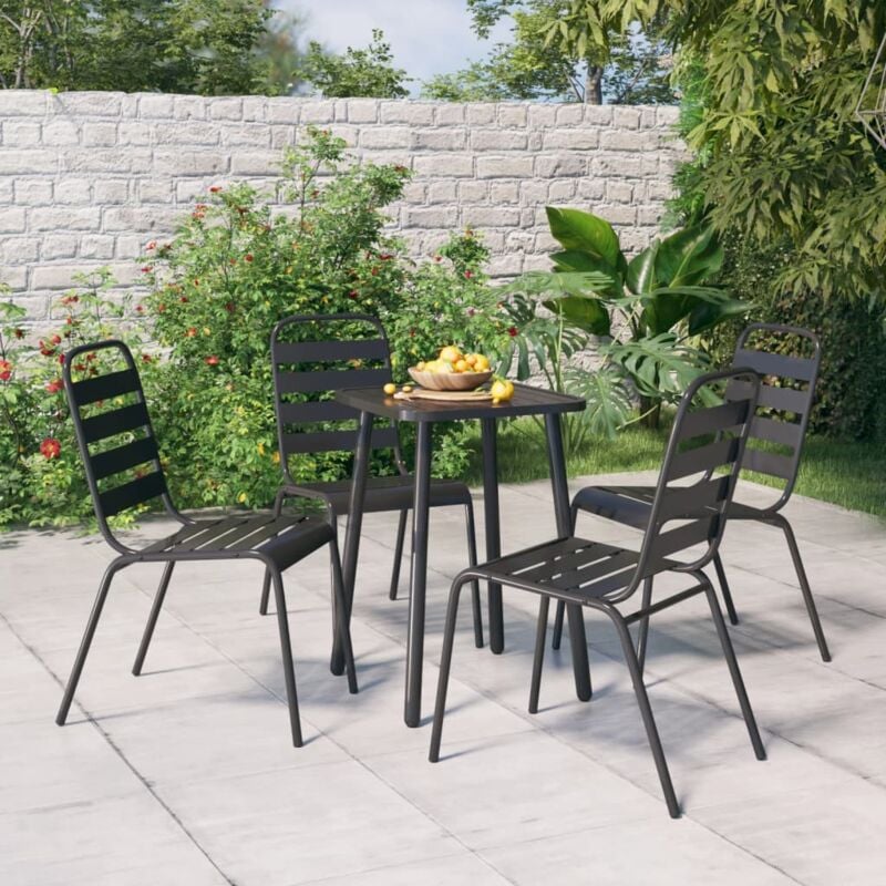 foto del prodotto set da pranzo da giardino 5 pz in acciaio antracite vidaxl