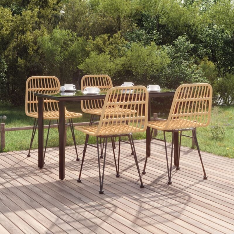 immagine 0 del prodotto set da pranzo da giardino 5 pz in polyrattan