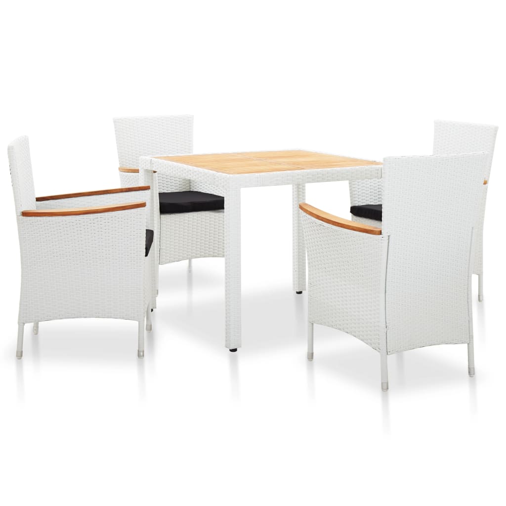 foto del prodotto set da pranzo da giardino 5 pz in polyrattan bianco cod mxl 34596