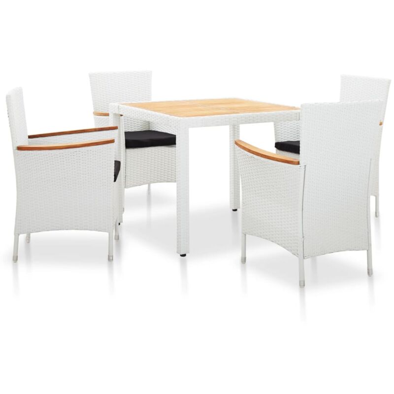 foto del prodotto set da pranzo da giardino 5 pz in polyrattan bianco vidaxl
