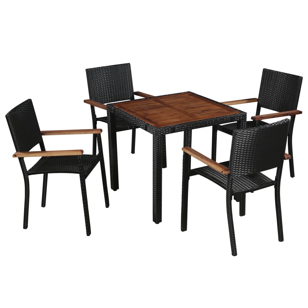 foto del prodotto set da pranzo da giardino 5 pz in polyrattan e acacia nero cod mxl 34900