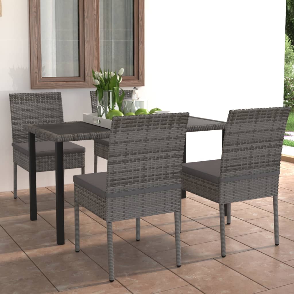 foto del prodotto set da pranzo da giardino 5 pz in polyrattan grigio cod mxl 36153