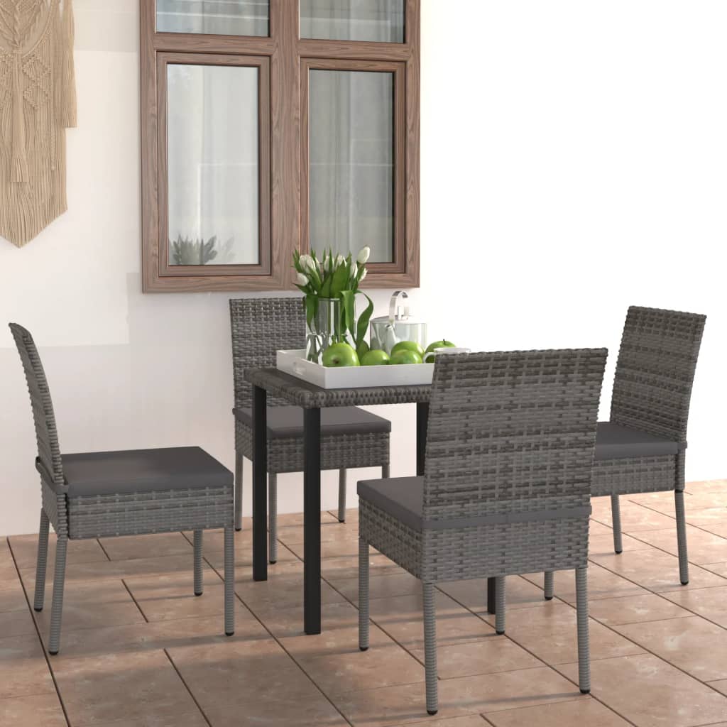 foto del prodotto set da pranzo da giardino 5 pz in polyrattan grigio cod mxl 36154