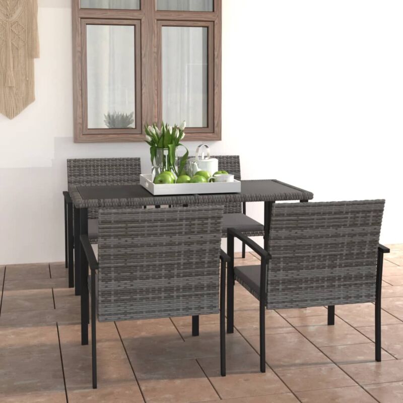 foto del prodotto set da pranzo da giardino 5 pz in polyrattan grigio vidaxl