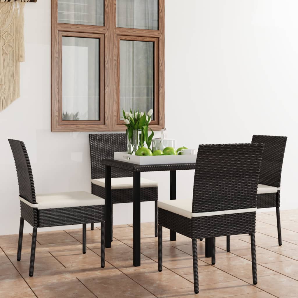 foto del prodotto set da pranzo da giardino 5 pz in polyrattan nero cod mxl 40452