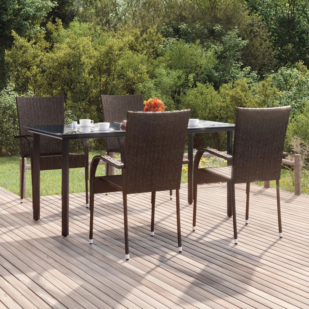 foto del prodotto set da pranzo da giardino 5 pz marrone in polyrattan cod mxl 50422